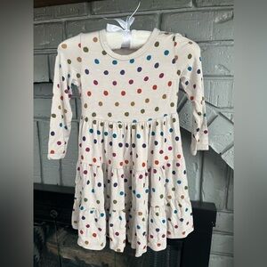 Kyte BABY Oat Polka Dots Long Sleeve Tiered Dress